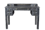 46" Black Solid Wood Writing Desk With Seven Drawers - Homeroots - Flyclothing LLC