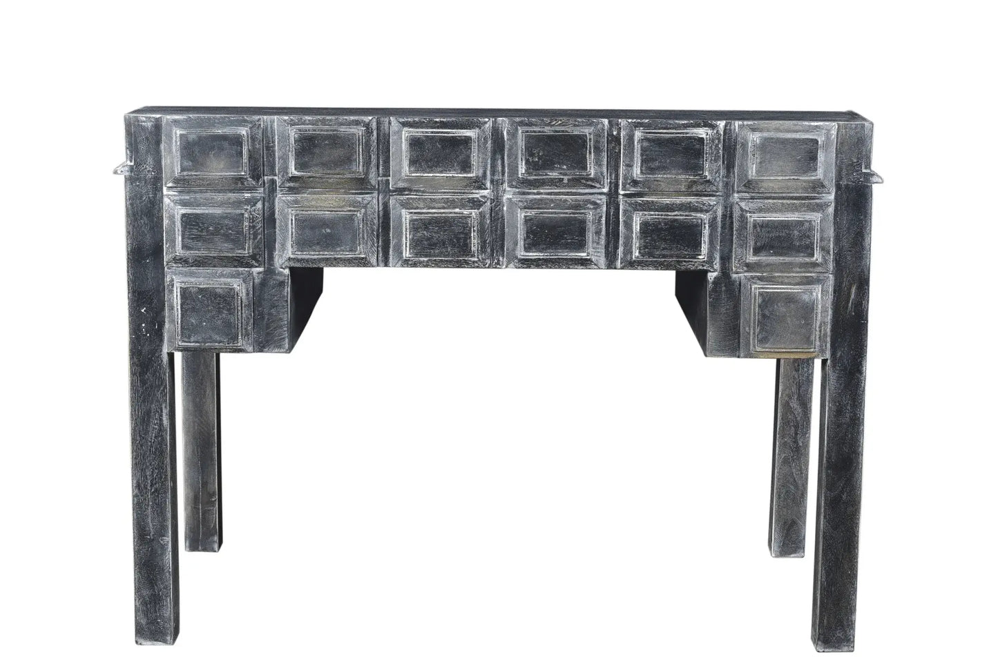 46" Black Solid Wood Writing Desk With Seven Drawers - Homeroots - Flyclothing LLC