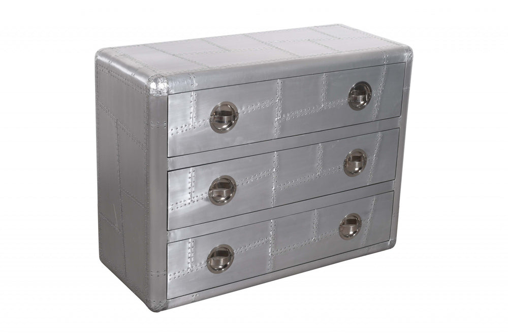 42" Silver Aluminum Three Drawer Dresser - Homeroots - Flyclothing LLC