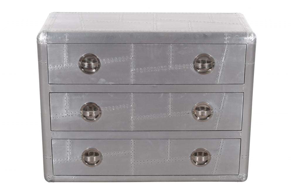 42" Silver Aluminum Three Drawer Dresser - Homeroots - Flyclothing LLC
