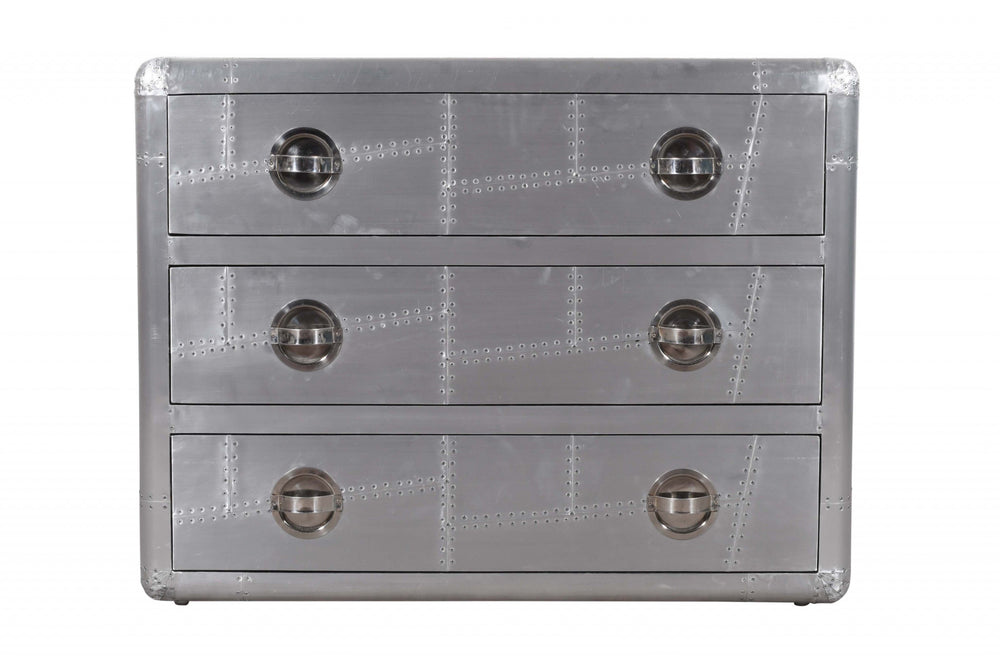42" Silver Aluminum Three Drawer Dresser - Homeroots - Flyclothing LLC