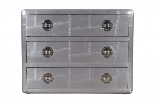 42" Silver Aluminum Three Drawer Dresser - Homeroots - Flyclothing LLC