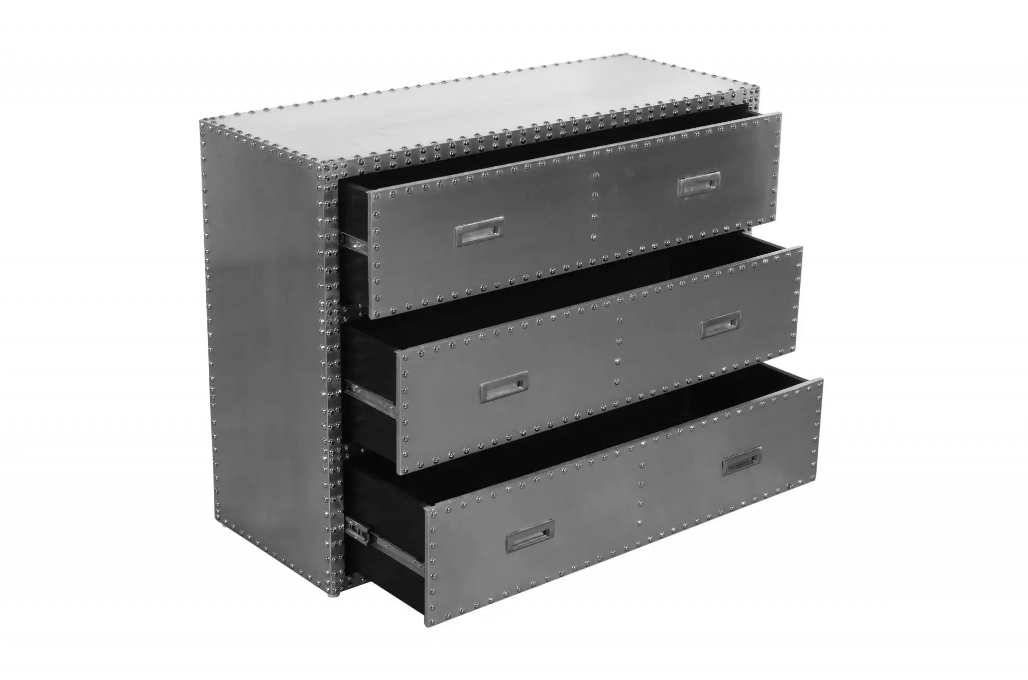 42" Silver Aluminum Three Drawer Dresser - Homeroots - Flyclothing LLC