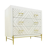 38" Ivory Solid Wood Three Drawer Dresser