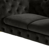 74" Dark Gray And Gold Velour Chesterfield Loveseat - Homeroots - Flyclothing LLC