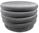 31" Gray Velvet Tufted Round Cocktail Ottoman - Homeroots - Flyclothing LLC
