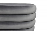 31" Gray Velvet Tufted Round Cocktail Ottoman - Homeroots - Flyclothing LLC