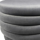 31" Gray Velvet Tufted Round Cocktail Ottoman - Homeroots - Flyclothing LLC