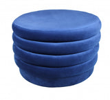 31" Blue Velvet Tufted Round Cocktail Ottoman - Homeroots - Flyclothing LLC