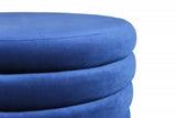 31" Blue Velvet Tufted Round Cocktail Ottoman - Homeroots - Flyclothing LLC