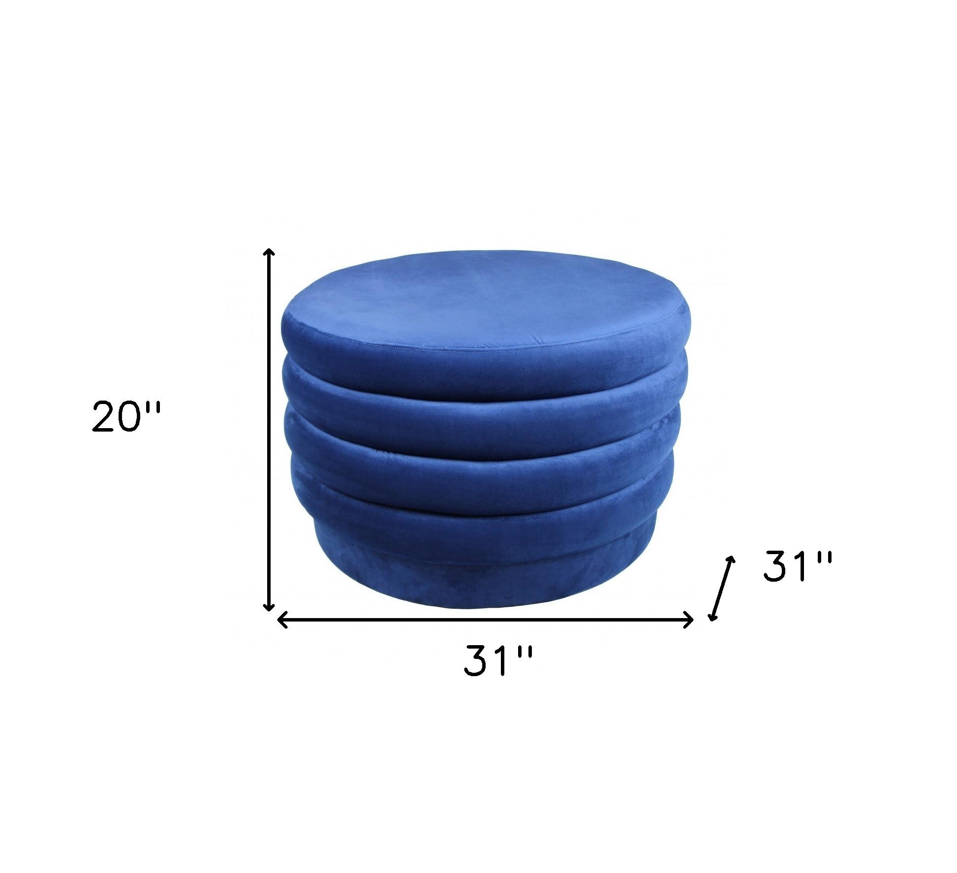 31" Blue Velvet Tufted Round Cocktail Ottoman - Homeroots - Flyclothing LLC
