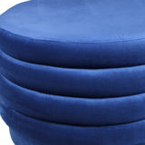 31" Blue Velvet Tufted Round Cocktail Ottoman - Homeroots - Flyclothing LLC