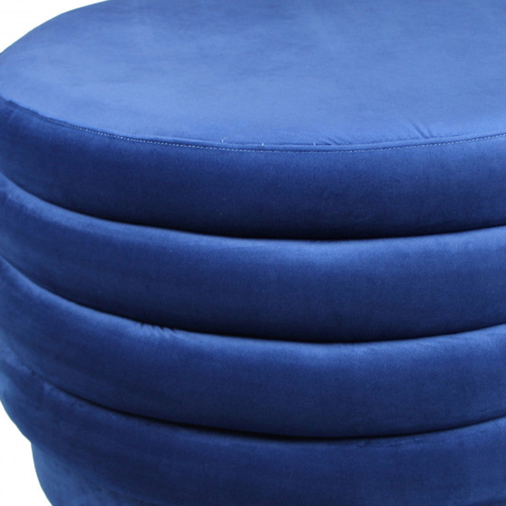 31" Blue Velvet Tufted Round Cocktail Ottoman - Homeroots - Flyclothing LLC