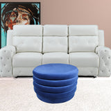 31" Blue Velvet Tufted Round Cocktail Ottoman - Homeroots - Flyclothing LLC
