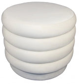 21" White Velvet Tufted Round Cocktail Ottoman - Homeroots - Flyclothing LLC