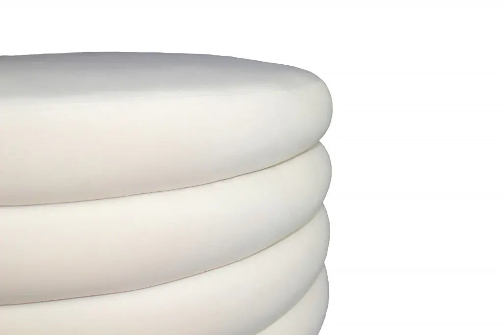 21" White Velvet Tufted Round Cocktail Ottoman - Homeroots - Flyclothing LLC