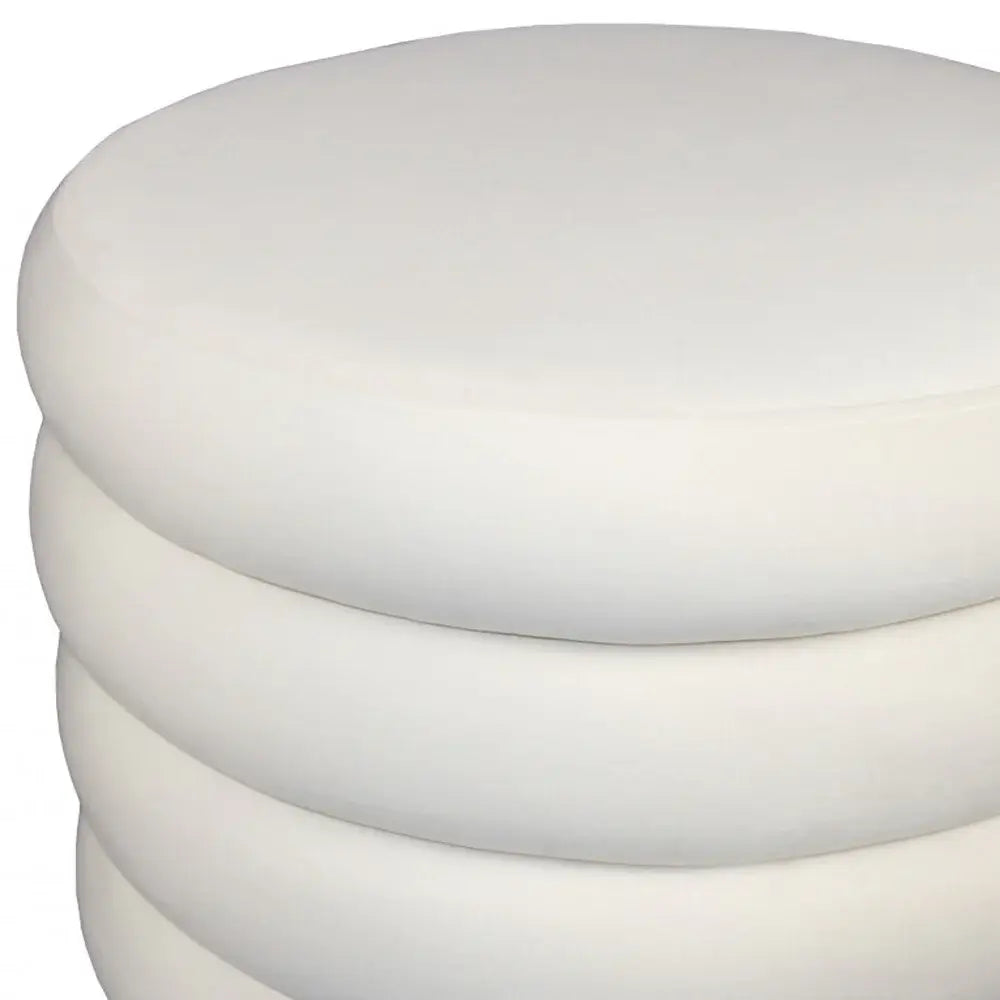21" White Velvet Tufted Round Cocktail Ottoman - Homeroots - Flyclothing LLC