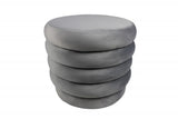 21" Gray Velvet Tufted Round Cocktail Ottoman - Homeroots - Flyclothing LLC