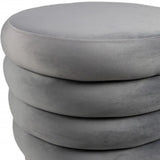 21" Gray Velvet Tufted Round Cocktail Ottoman - Homeroots - Flyclothing LLC