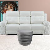 21" Gray Velvet Tufted Round Cocktail Ottoman - Homeroots - Flyclothing LLC