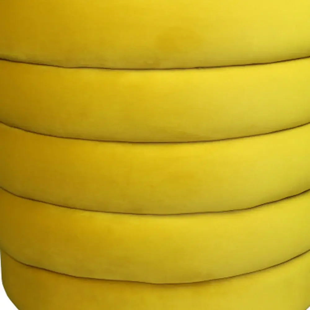 21" Yellow Velvet Tufted Round Cocktail Ottoman - Homeroots - Flyclothing LLC