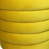 21" Yellow Velvet Tufted Round Cocktail Ottoman - Homeroots - Flyclothing LLC