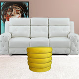 21" Yellow Velvet Tufted Round Cocktail Ottoman - Homeroots - Flyclothing LLC