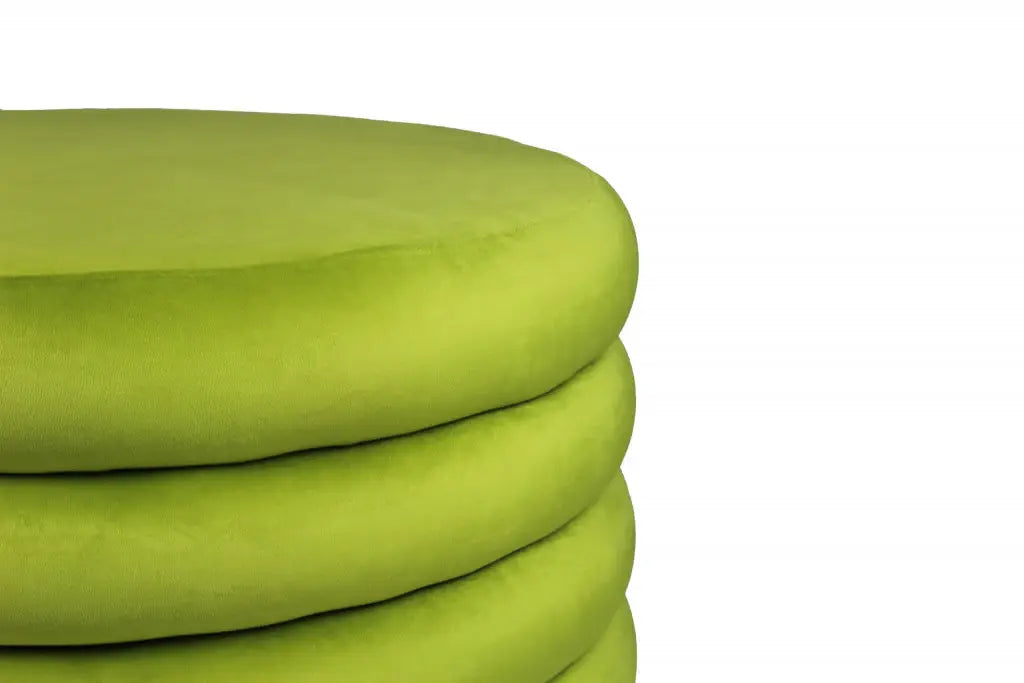 21" Green Velvet Tufted Round Cocktail Ottoman - Homeroots - Flyclothing LLC