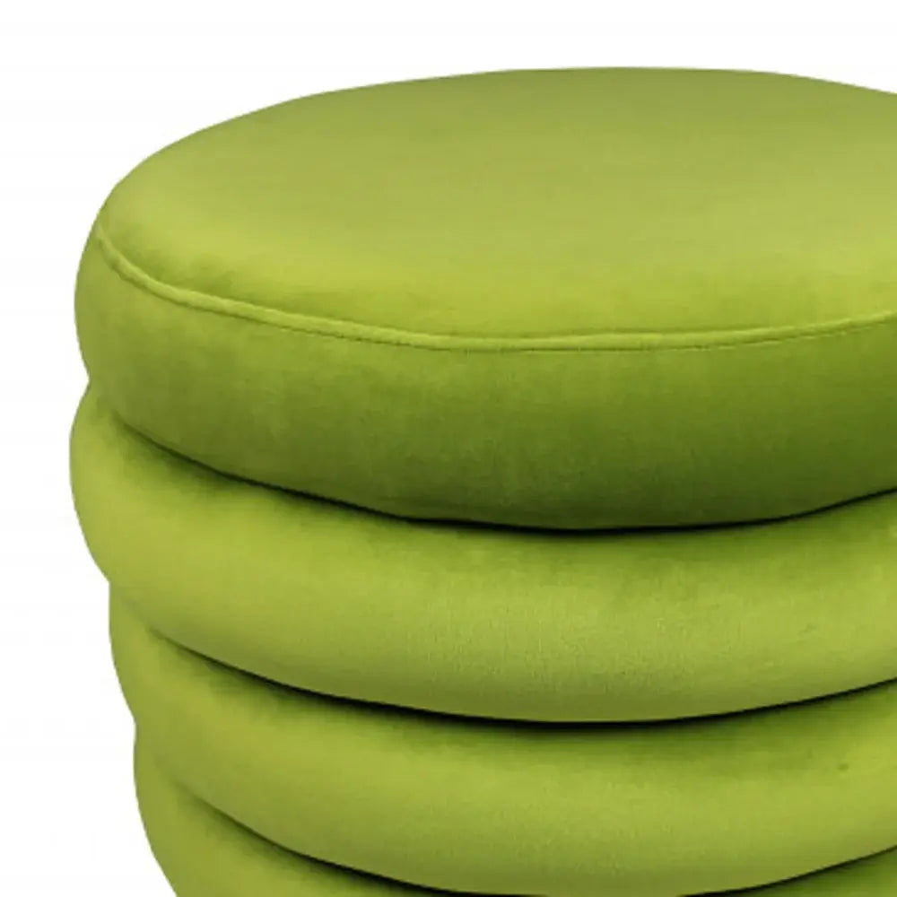 21" Green Velvet Tufted Round Cocktail Ottoman - Homeroots - Flyclothing LLC