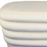 44" White Velvet Tufted Oval Ottoman - Homeroots - Flyclothing LLC