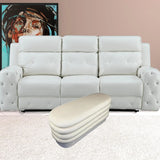 44" White Velvet Tufted Oval Ottoman - Homeroots - Flyclothing LLC