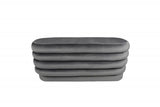 44" Gray Velvet Tufted Oval Ottoman - Homeroots - Flyclothing LLC