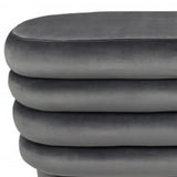 44" Gray Velvet Tufted Oval Ottoman - Homeroots - Flyclothing LLC