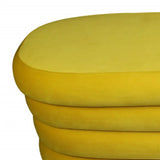 44" Yellow Velvet Tufted Oval Ottoman - Homeroots - Flyclothing LLC