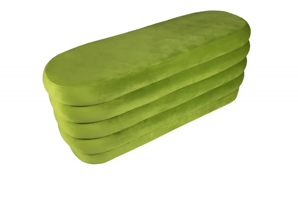 44" Green Velvet Tufted Oval Ottoman - Homeroots - Flyclothing LLC