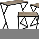 Set of Three Brown and Black Solid Wood and Steel Frame Nested Tables - HomeRoots - Flyclothing LLC