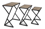 Set of Three Brown and Black Solid Wood and Steel Frame Nested Tables - HomeRoots - Flyclothing LLC