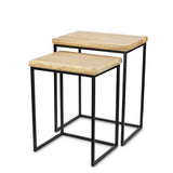 Set of Two 25" Black And Brown Solid Wood Nested Tables - Homeroots - Flyclothing LLC