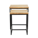 Set of Two 25" Black And Brown Solid Wood Nested Tables - Homeroots - Flyclothing LLC