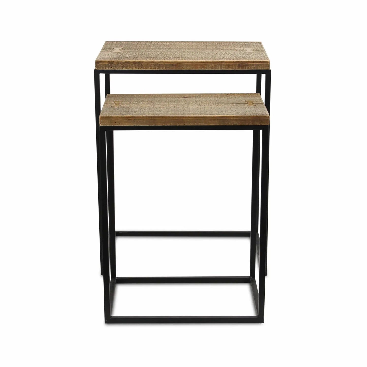 Set of Two 24" Black And Brown Solid Wood Nested Tables - Homeroots - Flyclothing LLC