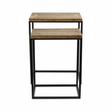 Set of Two 24" Black And Brown Solid Wood Nested Tables - Homeroots - Flyclothing LLC