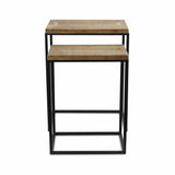 Set of Two 24" Black And Brown Solid Wood Nested Tables