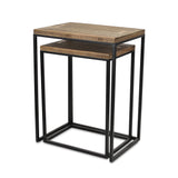 Set of Two 24" Black And Brown Solid Wood Nested Tables
