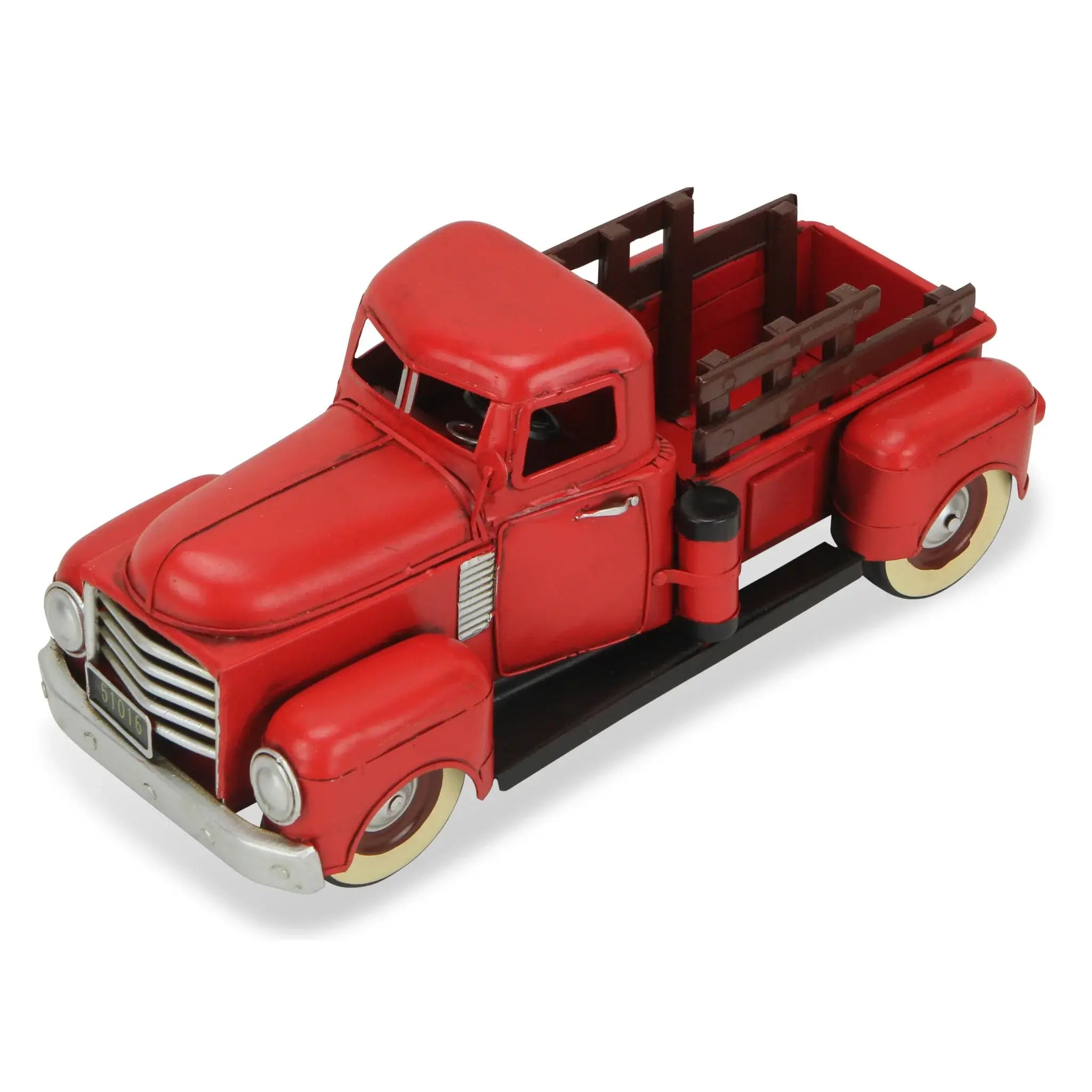 6" Red and Black Metal Hand Painted 1950's Red Truck Model Car - Homeroots - Flyclothing LLC