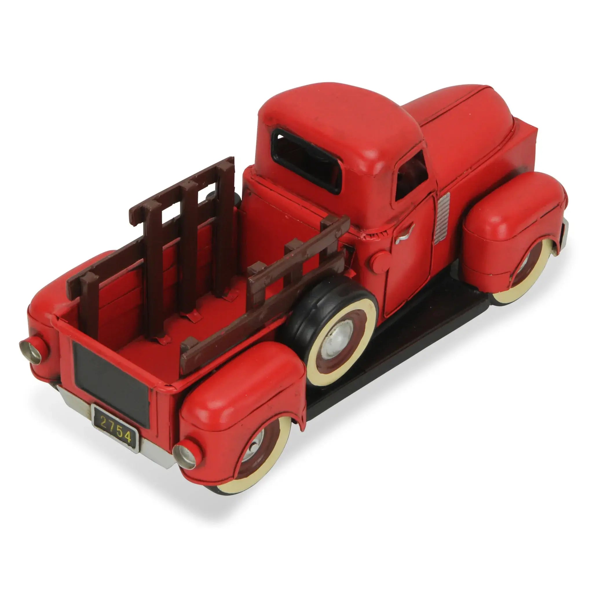 6" Red and Black Metal Hand Painted 1950's Red Truck Model Car - Homeroots - Flyclothing LLC