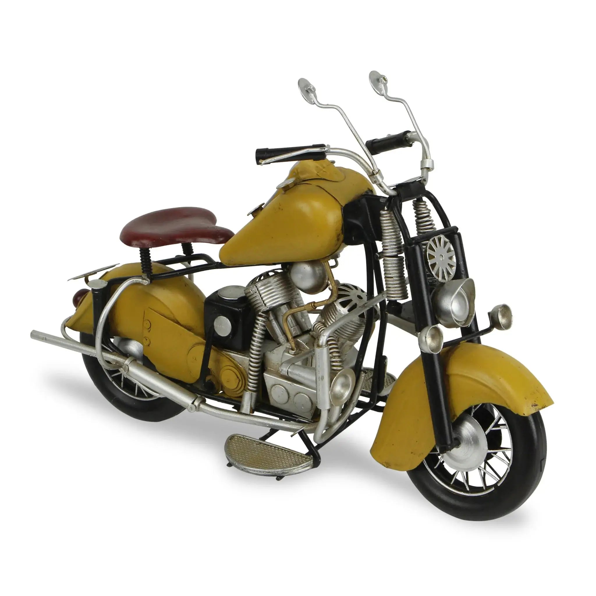 8" Yellow and Black Metal Hand Painted Model Motorcycle - Homeroots - Flyclothing LLC