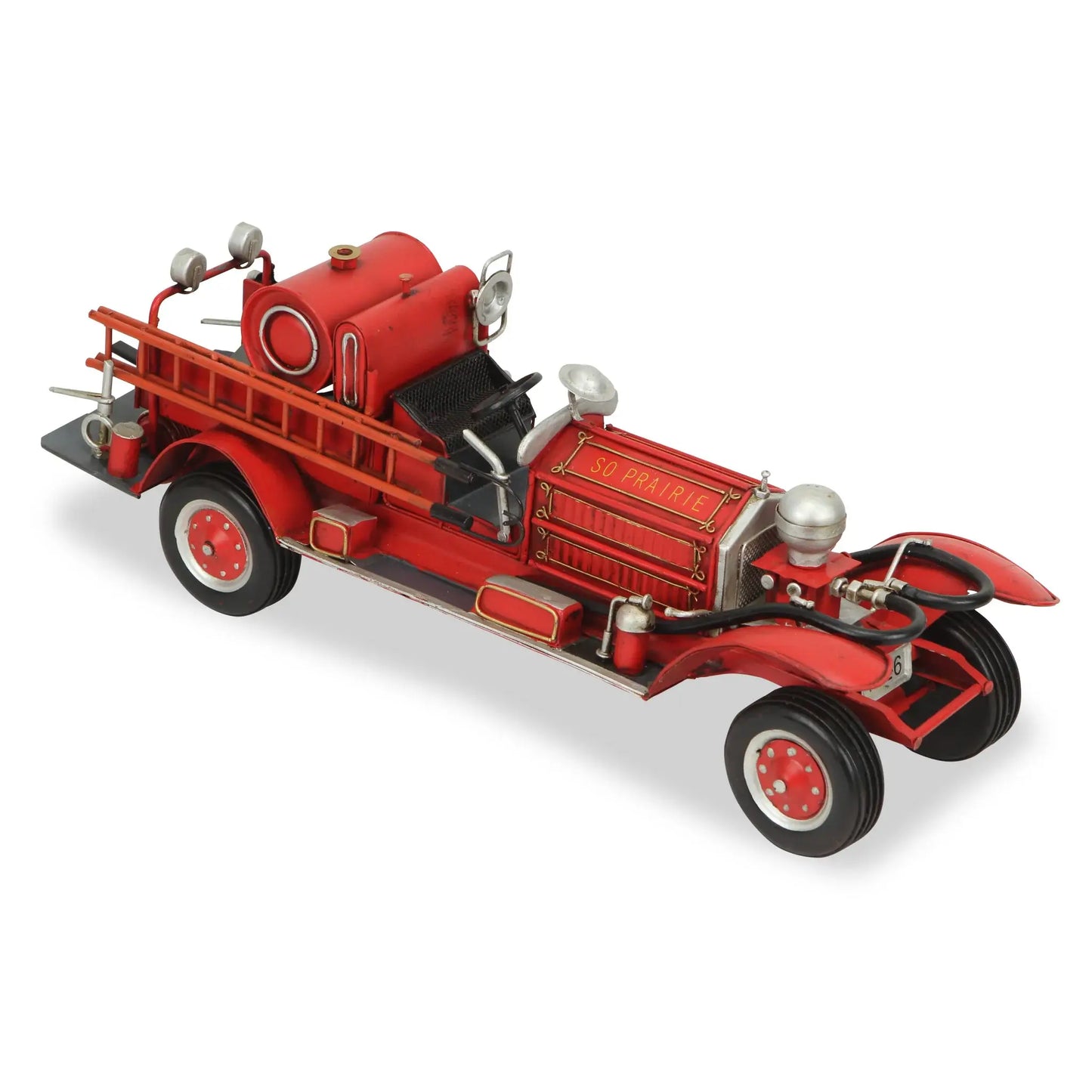 6" Red and Silver Metal Hand Painted 1920's Fire Truck Model Car - Homeroots - Flyclothing LLC