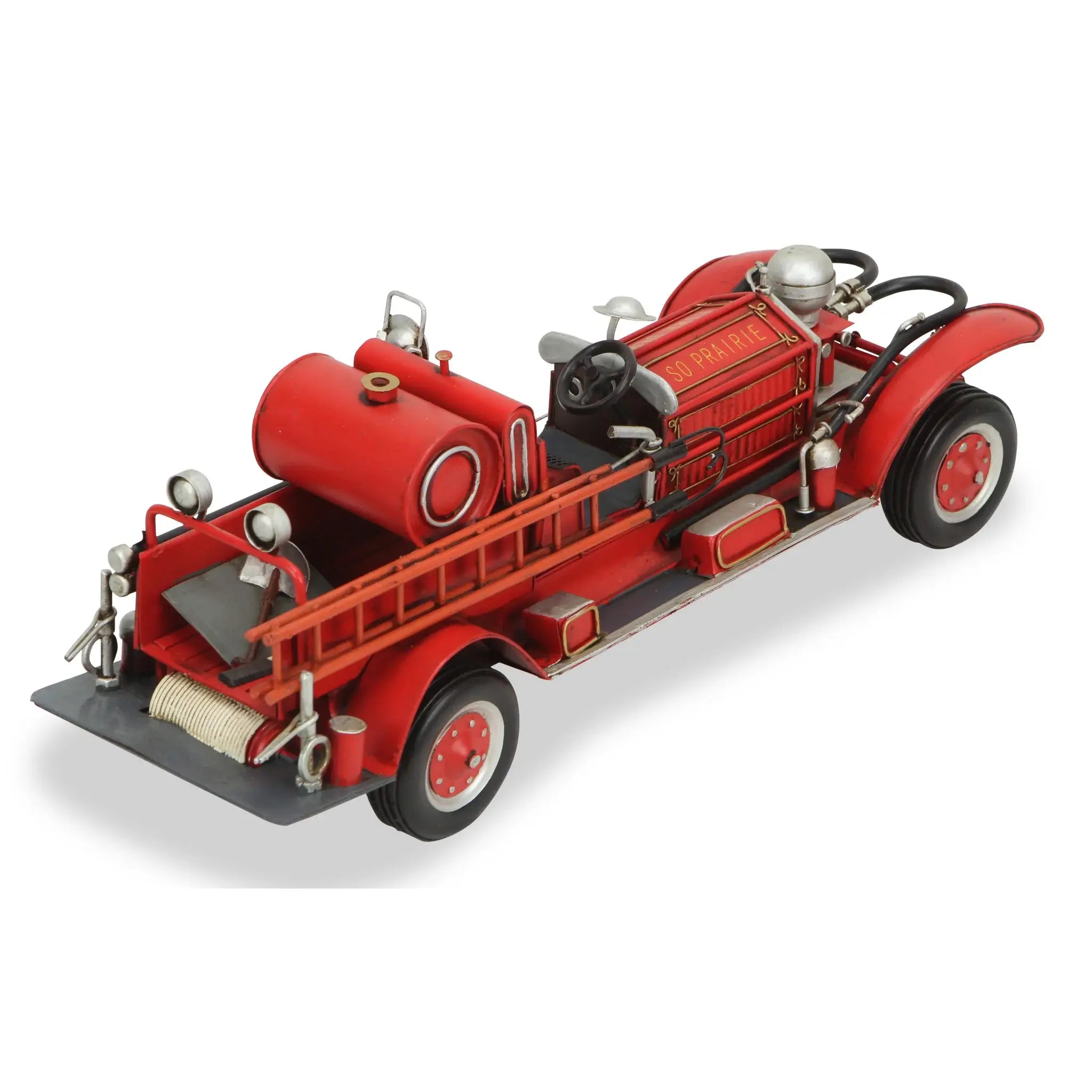6" Red and Silver Metal Hand Painted 1920's Fire Truck Model Car - Homeroots - Flyclothing LLC