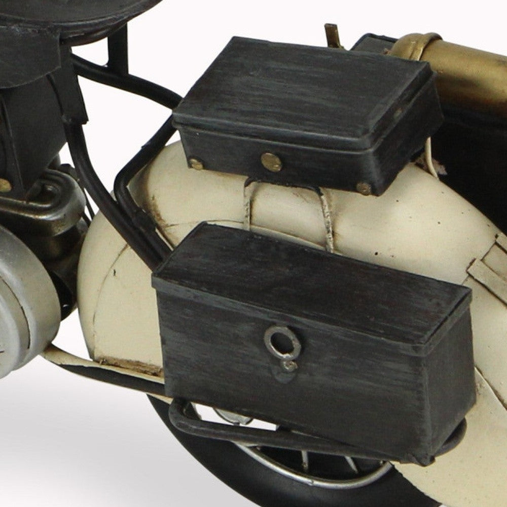 10" Cream Metal Hand Painted Early 1900's Police Motorcycle Model Model Motorcycle - Homeroots - Flyclothing LLC
