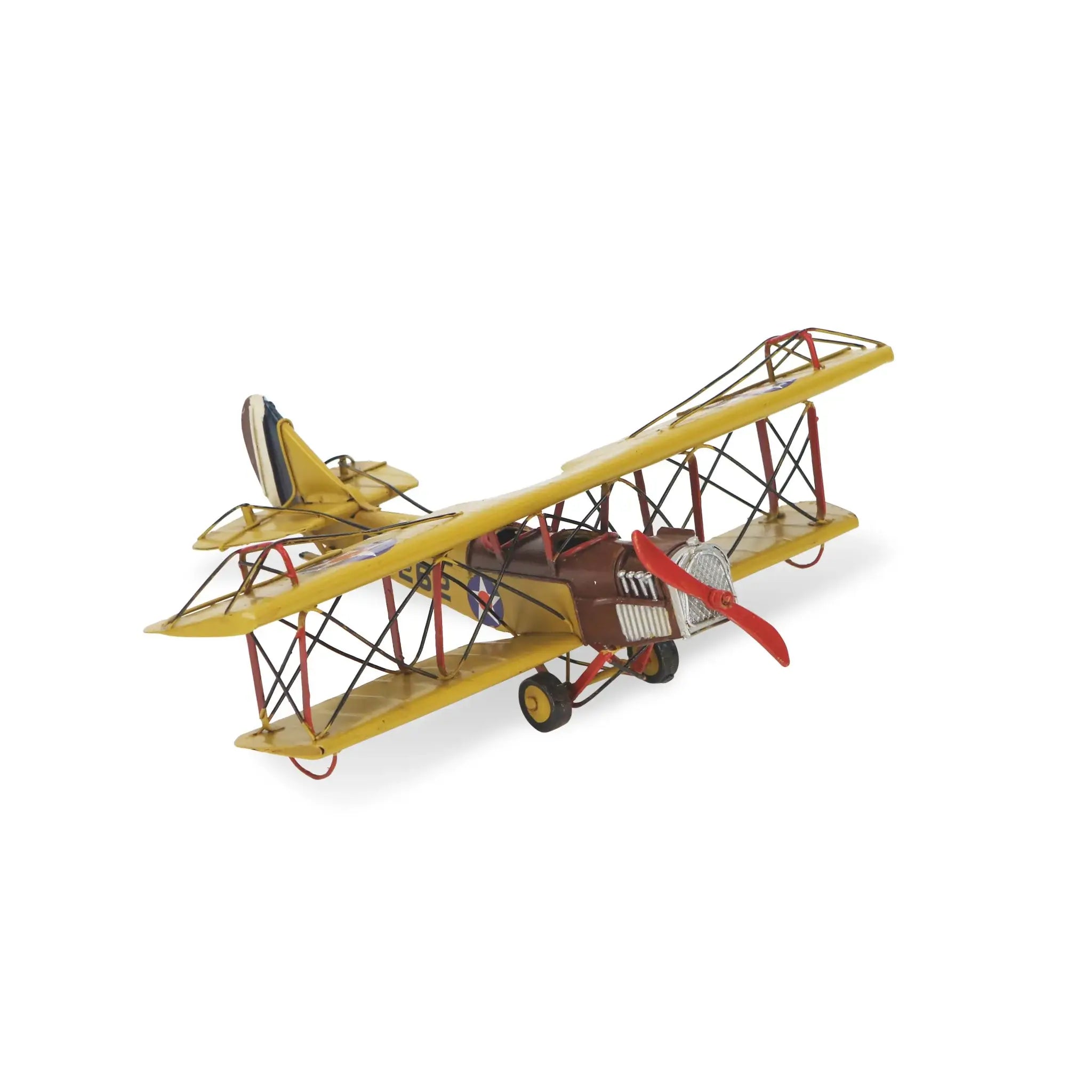 4" Yellow and Red Metal Hand Painted 1918 Yellow Curtiss JN-4 Model Airplane - Homeroots - Flyclothing LLC
